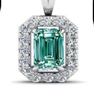 3.06 Ct vvs1 : SKY BLUE WHITE EMERALD MOISSANITE DIAMOND 925 SILVER PENDANT